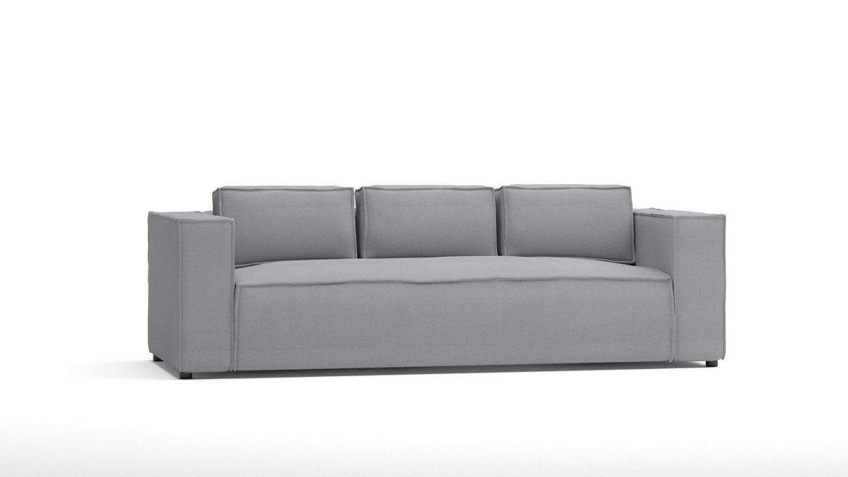 3-SITZER-SOFA Zenith Grau Luxusmicrofaser - Braun/Grau, Holz/Textil (230/64/92cm) - S-Style Möbel