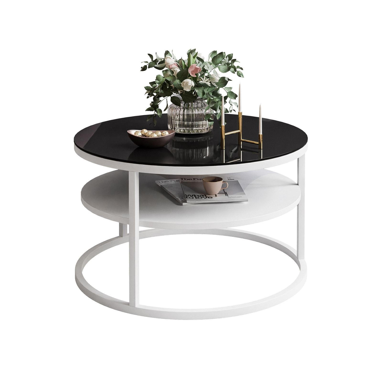 Lookway Couchtisch Weiß, Schwarz 60x41x60 cm