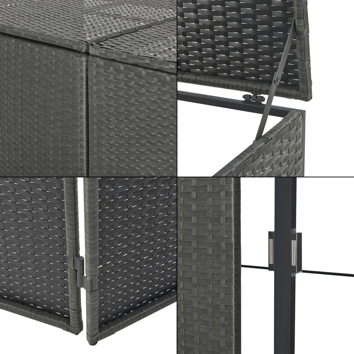 MÜLLTONNENBOX Widnau - Dunkelgrau, Kunststoff (148/111/80cm) - [en.casa]