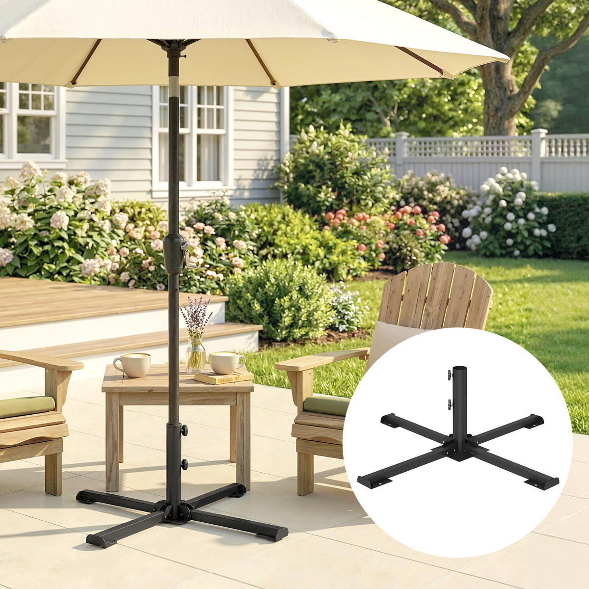 SONNENSCHIRMSTÄNDER Metall Dunkelgrau - Dunkelgrau, Metall (86/86cm) - Outsunny