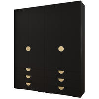 GARDEROBEN-SET 236,7/200/47 - Goldfarben/Schwarz, Holz/Kunststoff (200/236.7/47cm) - Abiks Möbel