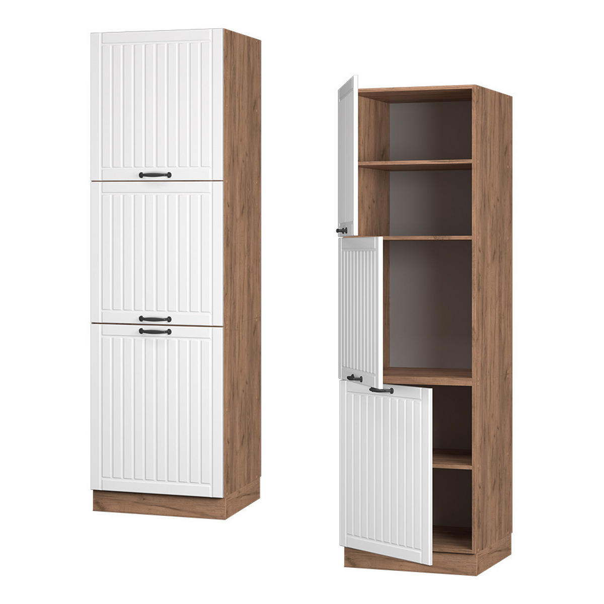 HERDUMBAUSCHRANK Fame-Line Weiß Landhaus 60 cm - Honigeiche/Weiß, Holzwerkstoff (60/206.8/58cm) - Vicco