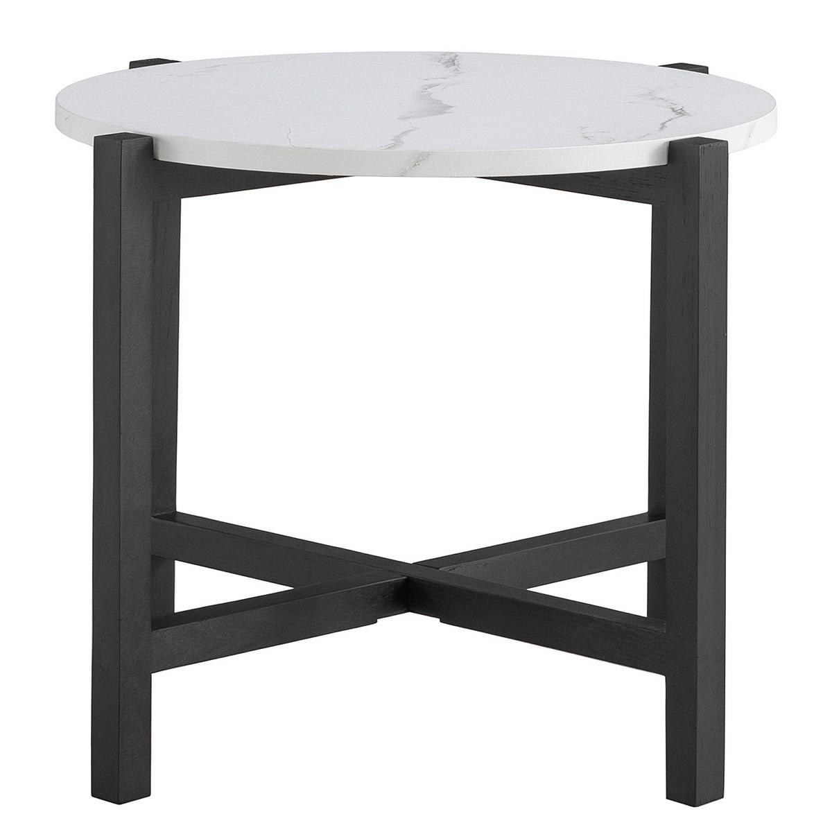 BEISTELLTISCH - Eiche massiv / MDF - Schwarz/Weiß, Holz/Holzwerkstoff (50/50/45cm) - home24