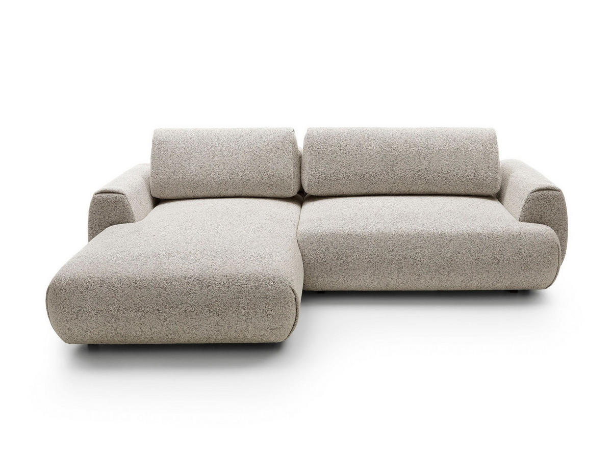 ECKSOFA ZEST Beige Geflochtener Stoff mit Schlaffunktion - Beige, Holz (270/167cm) - MASSENO