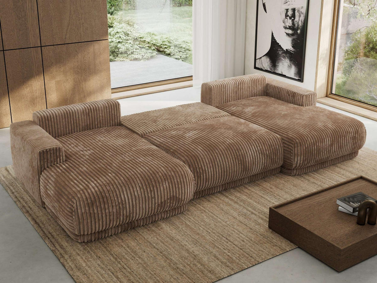 SEDACIA SÚPRAVA RINA U Hnedá Menčester - hnedá/čierna, textil/plast (360/85/170cm) - MKS