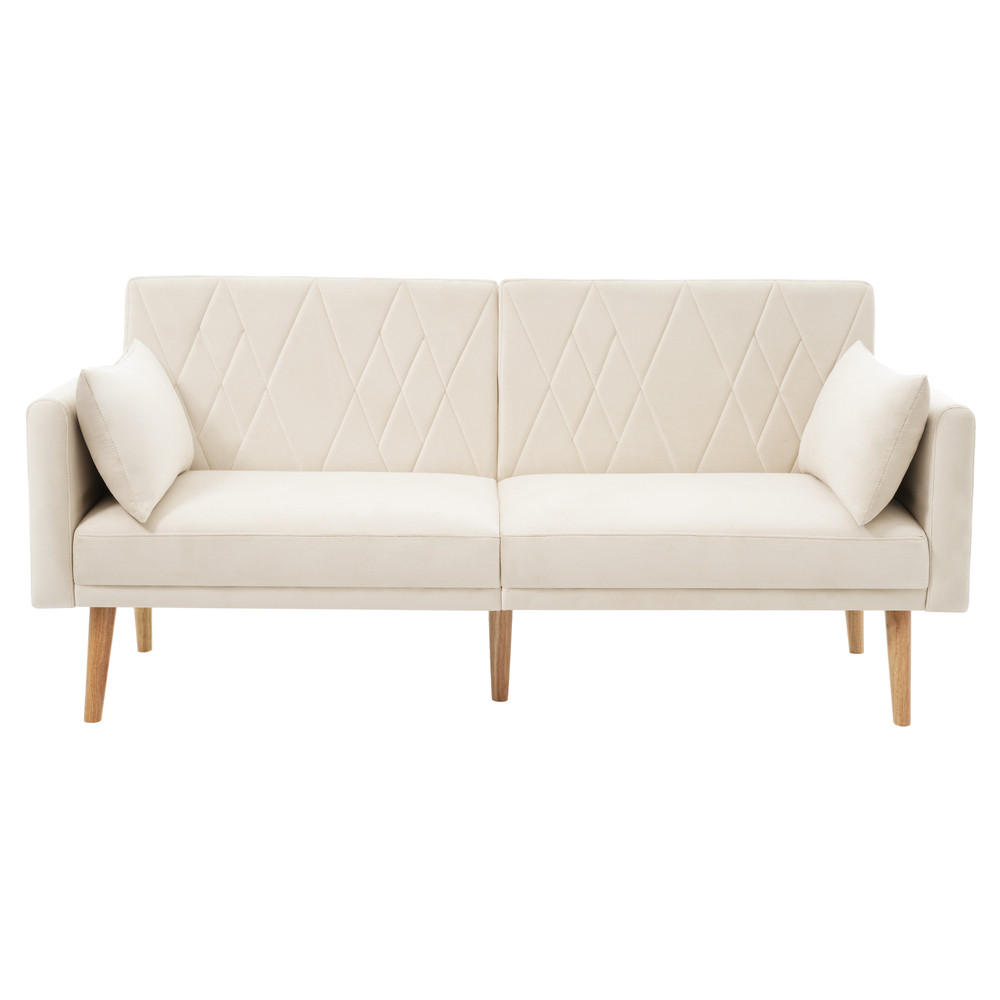 SCHLAFSOFA 2-Sitzer Samtstoff Bettfunktion Kompakt Beige - Beige, Holz (81.99/25.48/44.98cm) - FLIEKS