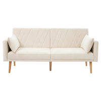 SCHLAFSOFA 2-Sitzer Samtstoff Bettfunktion Kompakt Beige - Beige, Holz (81.99/25.48/44.98cm) - FLIEKS