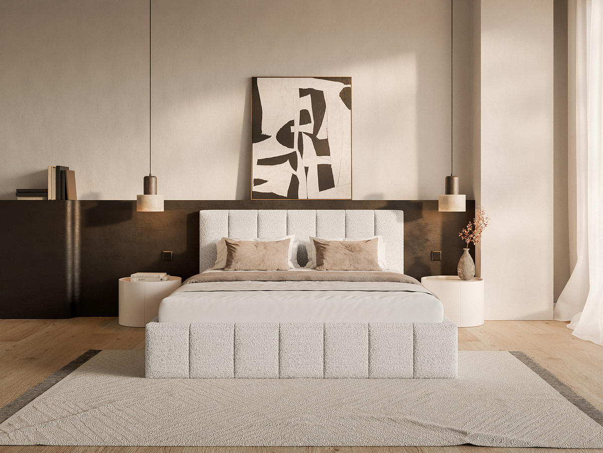 POLSTERBETT TORAO 140x200 cm, Weiß - Weiß, Textil (140/200cm) - Fedve