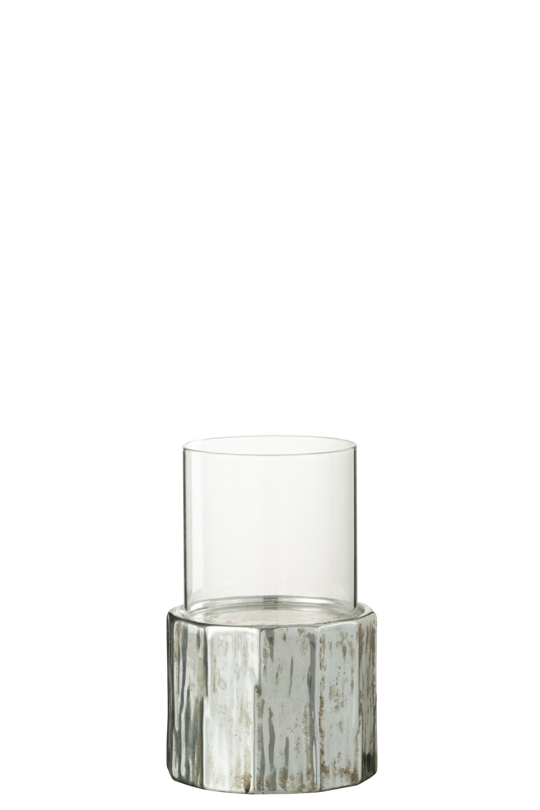 KERZENHALTER ARY - Töpferei - Silber - Silberfarben, Keramik (14/23cm) - J-Line
