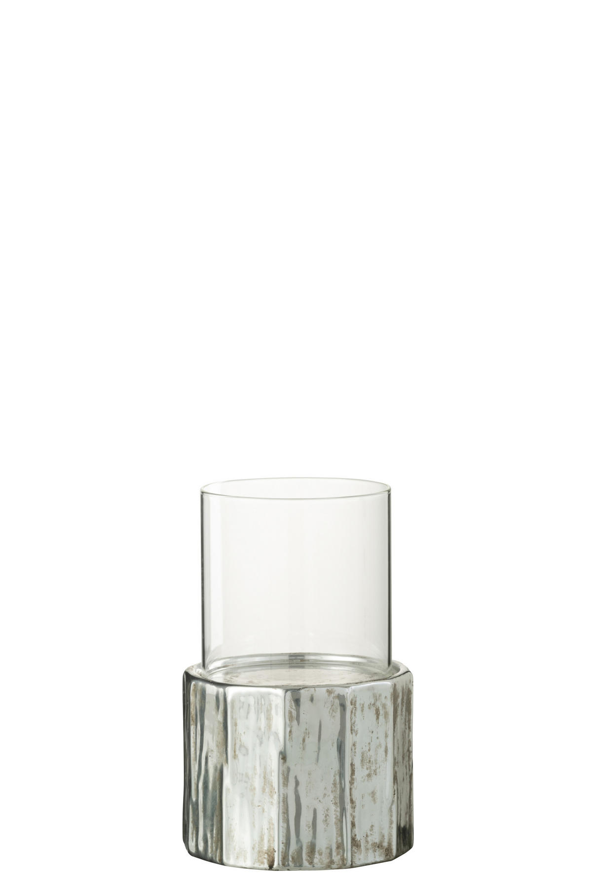 KERZENHALTER ARY - Töpferei - Silber - Silberfarben, Keramik (14/23cm) - J-Line