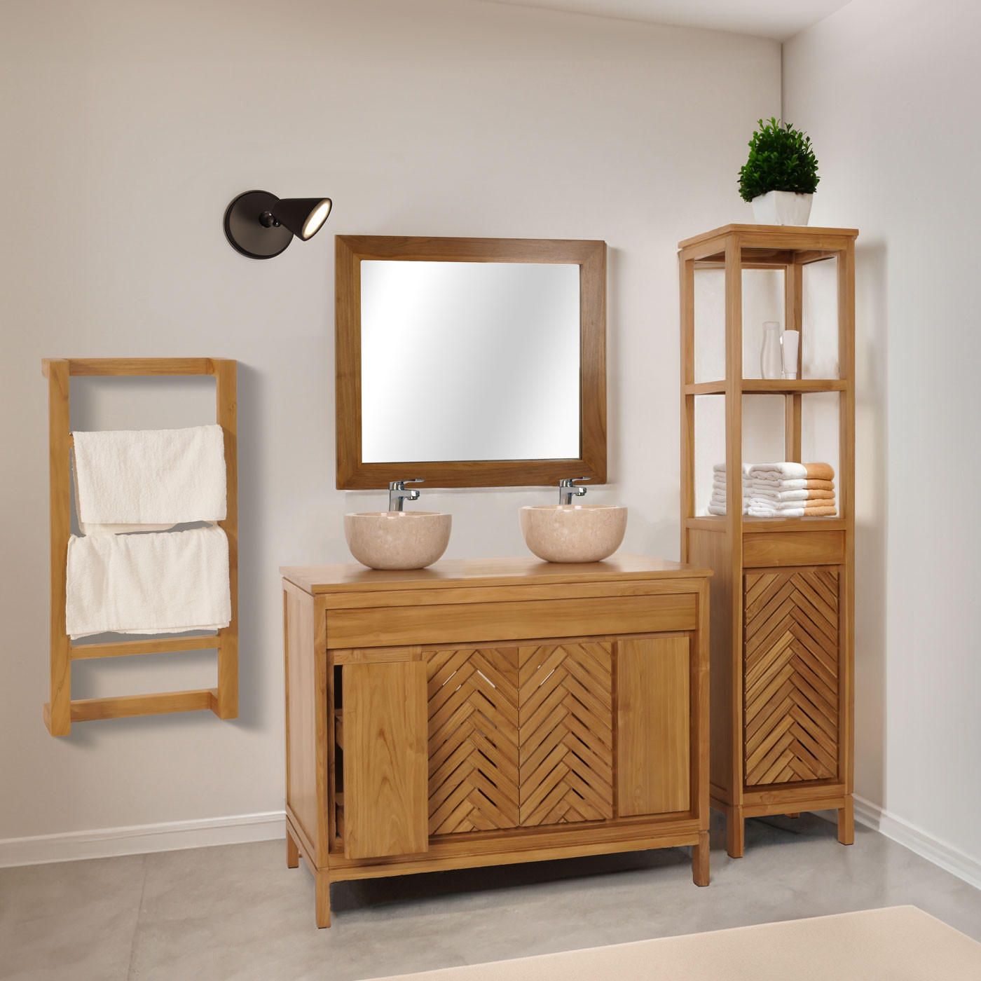 TEAK-WASCHBECKENUNTERSCHRANK Braun - Braun, Holz (106/86/56cm) - MCW