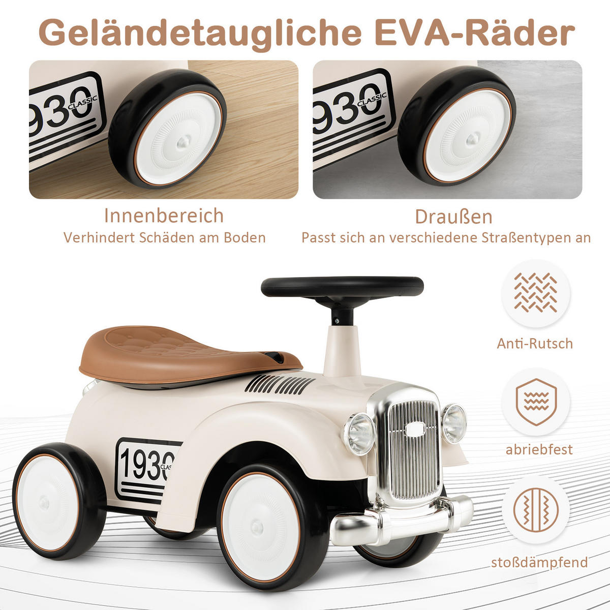 KINDERAUTO Weiß - Weiß, Kunststoff (27/34/58cm) - COSTWAY