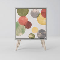 SIDEBOARD FLEETING HAPPINESS, Grau, 57,5x42x77,5 cm, Schräge Buchenholzfüße - Buchefarben/Multicolor, Holzwerkstoff/Buchenholz (57.5/77.5/42cm) - SpaceRebels