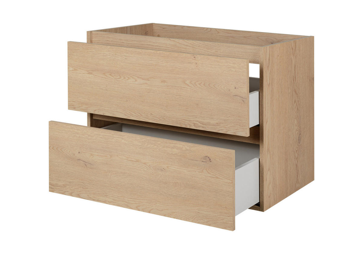 BADEZIMMERSCHRANK 80 cm, Farbe: helle Eiche, 80 x 46 x 60,7 cm - Eichefarben, Holzwerkstoff (80/60.7/46cm) - 3XE LIVING