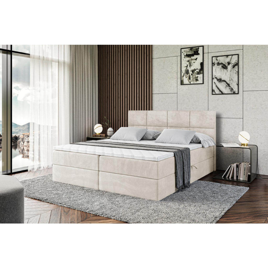 Thumbnail - Altdecor Boxbett, Ecru, Holzwerkstoff, Höhe ca. 20 cm, 200x200 cm, Schlafzimmer, Betten, Boxspringbetten