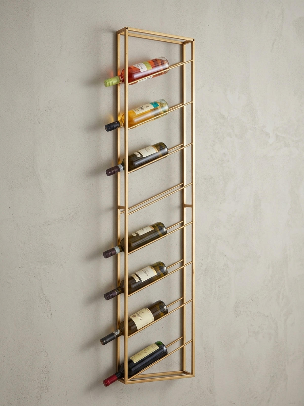 WEINREGAL STILVIN Eisen Pulverbeschichtet Wandmontage Handgefertigt, Gold 36x8x150 cm - Goldfarben, Metall (36/150/8cm) - KADIMA DESIGN