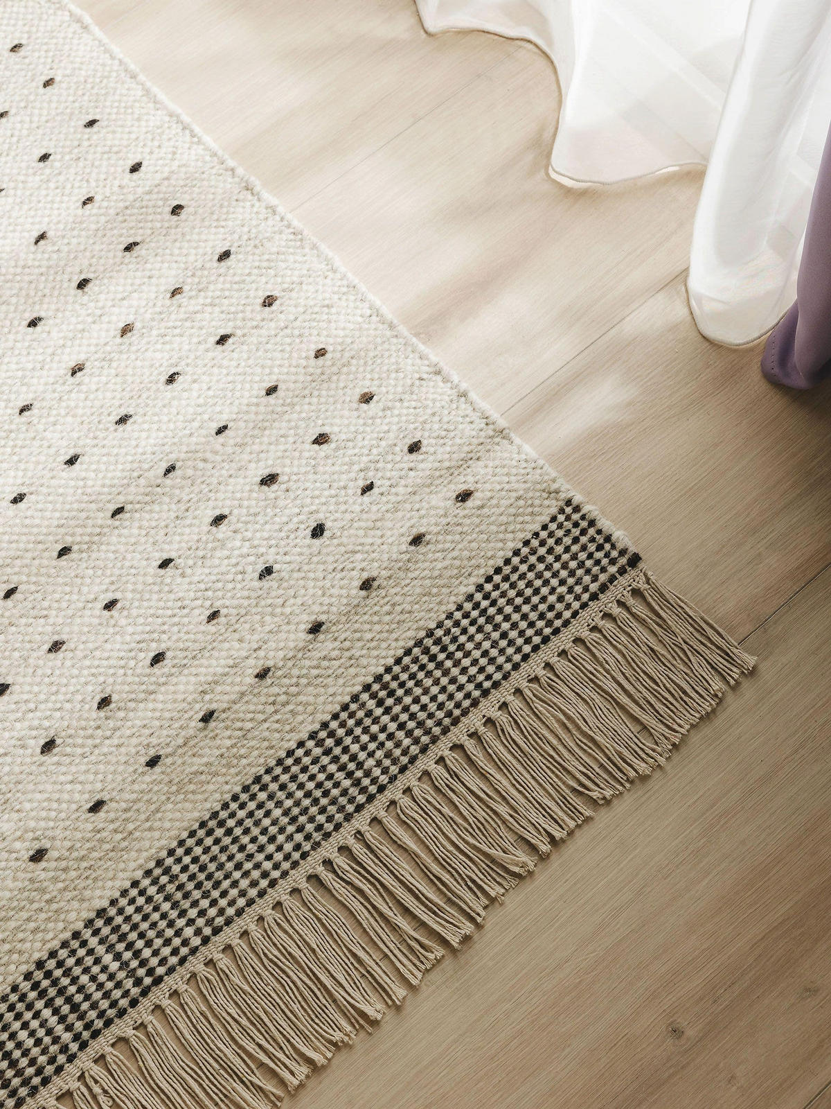 WOLLTEPPICH-LÄUFER Bahati Schwarz/Weiß 70x200 cm - Schwarz, Textil (70/200cm) - benuta Pop