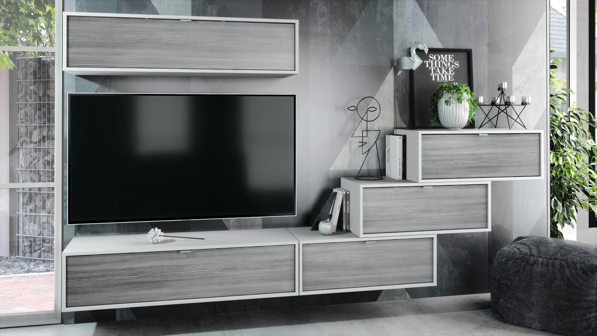 WOHNWAND Lana Fronten in Avola-Anthrazit - Anthrazit, Holzwerkstoff (275/180/37cm) - Vladon