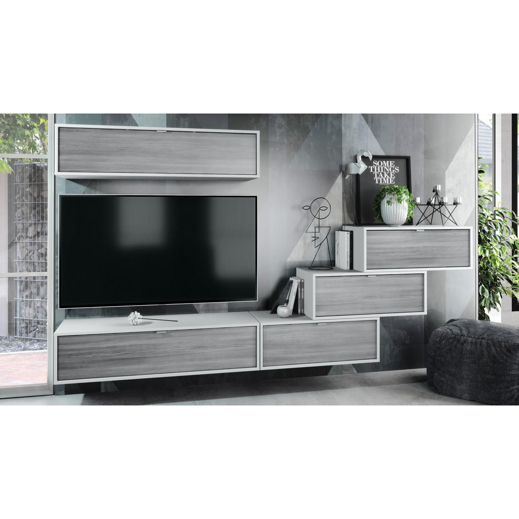 Thumbnail - Vladon Wohnwand, Anthrazit, Holzwerkstoff, 275x180x37 cm, Wohnzimmer, Wohnwände, Anbauwände