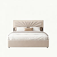 POLSTERBETT 160x200 cm mit Stauraum, Doppelbett 160 x 200 mit LED-Beleuchtung, 4 Schubladen, Lattenrost, beige Leinenstoff - Beige, Holz/Holzwerkstoff (160/200cm) - GENKI LIVING
