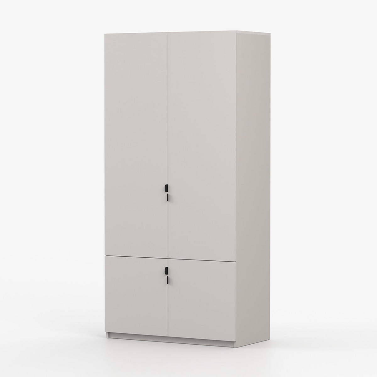 DREHTÜRENSCHRANK MEZZO 4D 100 cm Kaschmir/Kaschmir, 4-türig, schwarze Metallgriffe - Kaschmir/Schwarz, Holzwerkstoff/Metall (100/200/50cm) - imoebel24