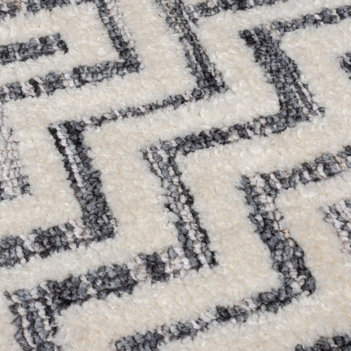 TEPPICH Kurzflor Zickzack Muster, Geometrisch, Wohnzimmer Grau Läufer 80x300 - Grau, Textil (80/300cm) - KADIMA DESIGN