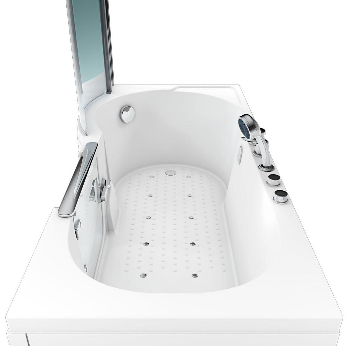 SENIORENDUSCHE Whirlpool mit Tür S12D-EH-AIR-R-EC - Weiß, Glas/Kunststoff (170/200/85cm) - AcquaVapore by Sandra Jentho