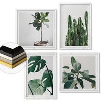 WANDBILDER 4er-Set - 50x50 cm & 40x60 cm Weißer Rahmen - Ästhetik tropischer Pflanzen - Weiß, Kunststoff (50/50cm) - ArtPrintCave