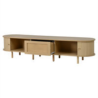 TV‑SCHRANK Eichefarben mit Rattan‑Dekor und goldenen Griffen 180 × 40 × 40 cm - Eichefarben, Holzwerkstoff (180/40/40cm) - Luhomfu