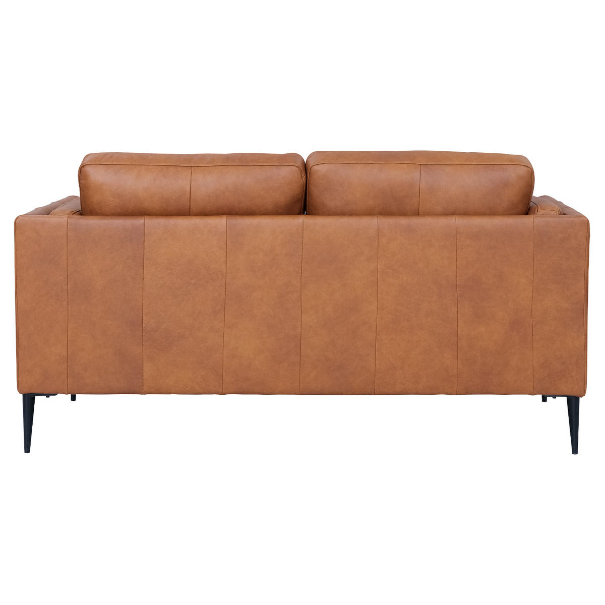 ZWEISITZER-SOFA Echtleder Cognac Braun - Schwarz/Braun, Leder/Metall (157/83/88cm) - Furnhouse