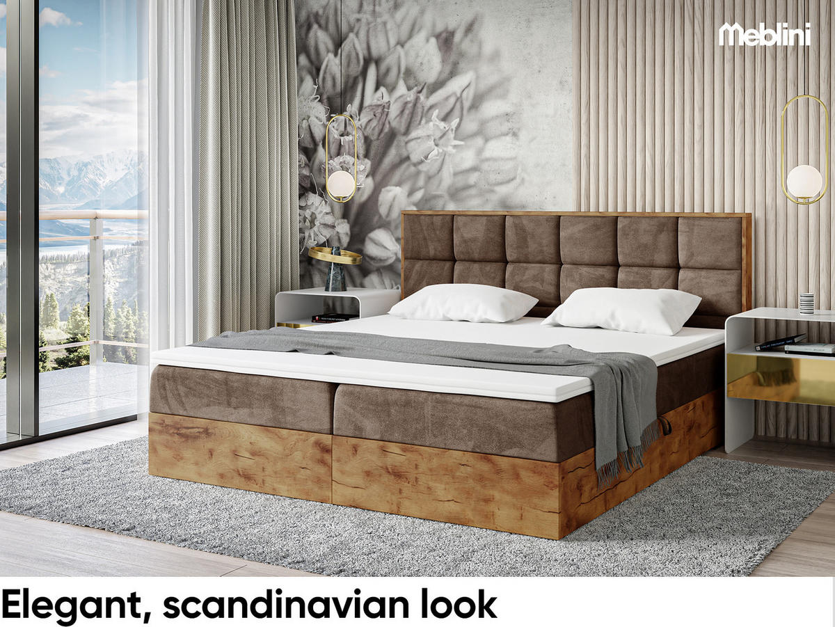 BOXBETT Lofty 1 - Schwarz/Braun, Holzwerkstoff/Textil (120/200cm) - Meblini