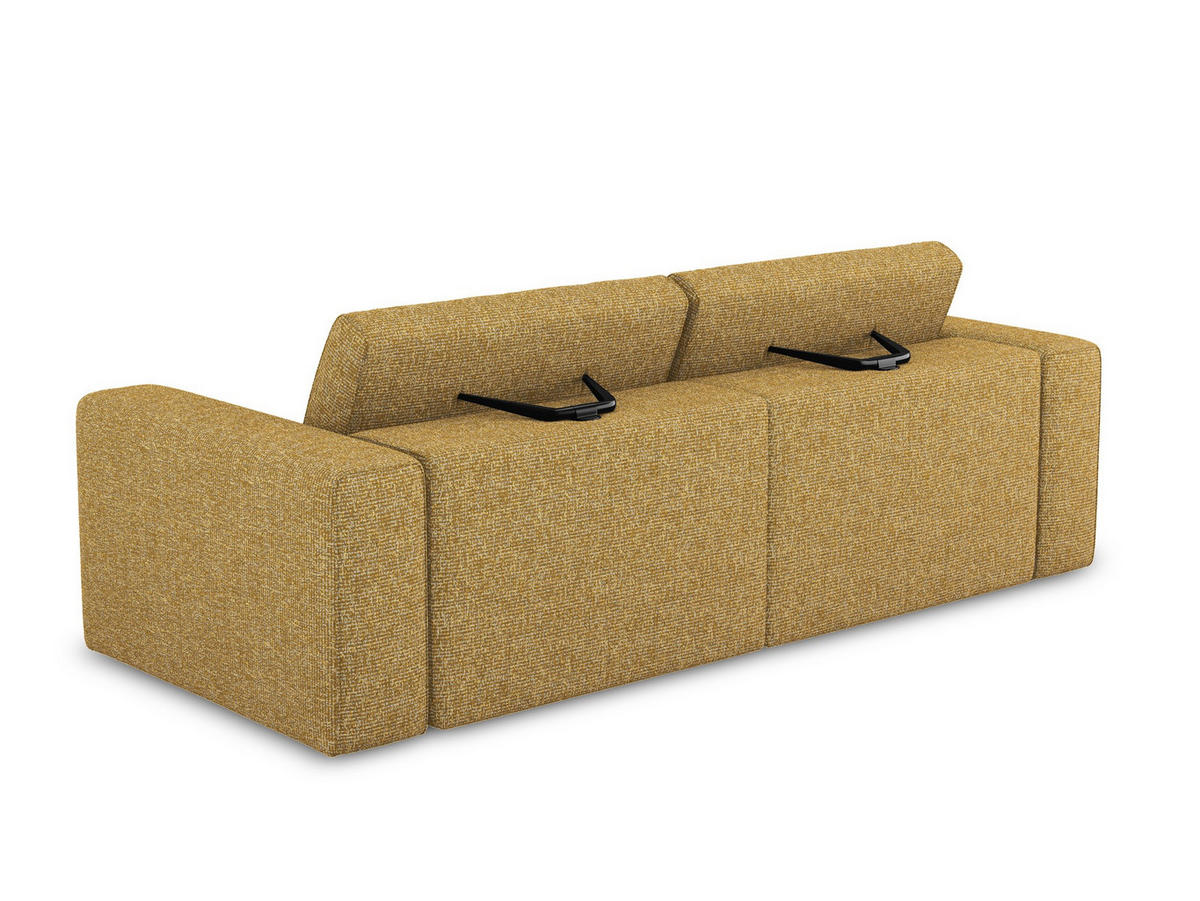 3-SITZER SOFA Strukturstoff Stoff Gelb - Currygelb/Gelb, Kunststoff/Textil (224/80/103cm) - Makamii