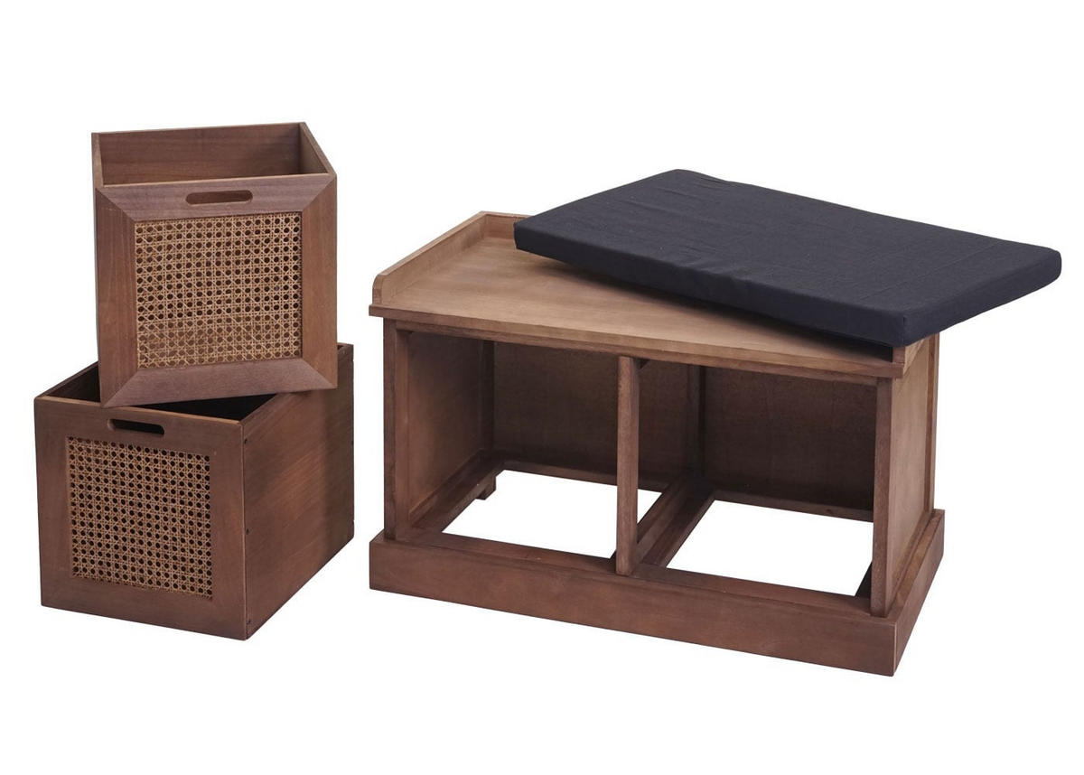 SITZBANK AUFBEWAHRUNGSBOXEN Schwarz - Schwarz, Holz (75/47/40cm) - MCW