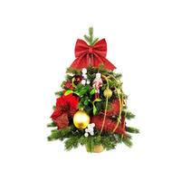 WEIHNACHTSBAUM künstlicher 60 cm mit LED-Beleuchtung, ROTERNUSSKNACKER II, mit 33 Weihnachtsbaumschmuck, Pflanztopf mit Jutesack - Rot/Goldfarben, Kunststoff/Stein (40/60cm) - LAALU