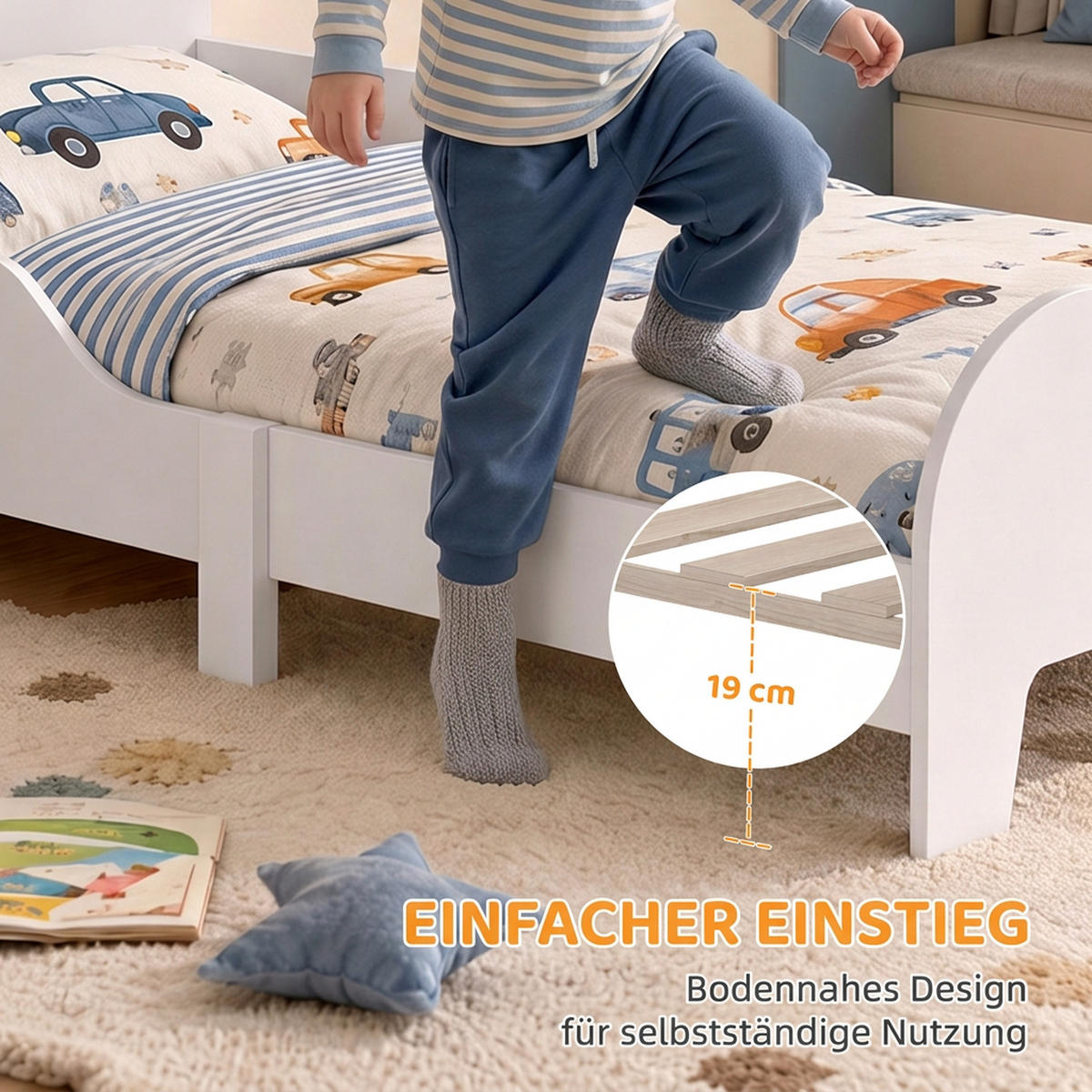 KINDERBETT MDF Weiß - Weiß, Holzwerkstoff (70/140cm) - AIYAPLAY
