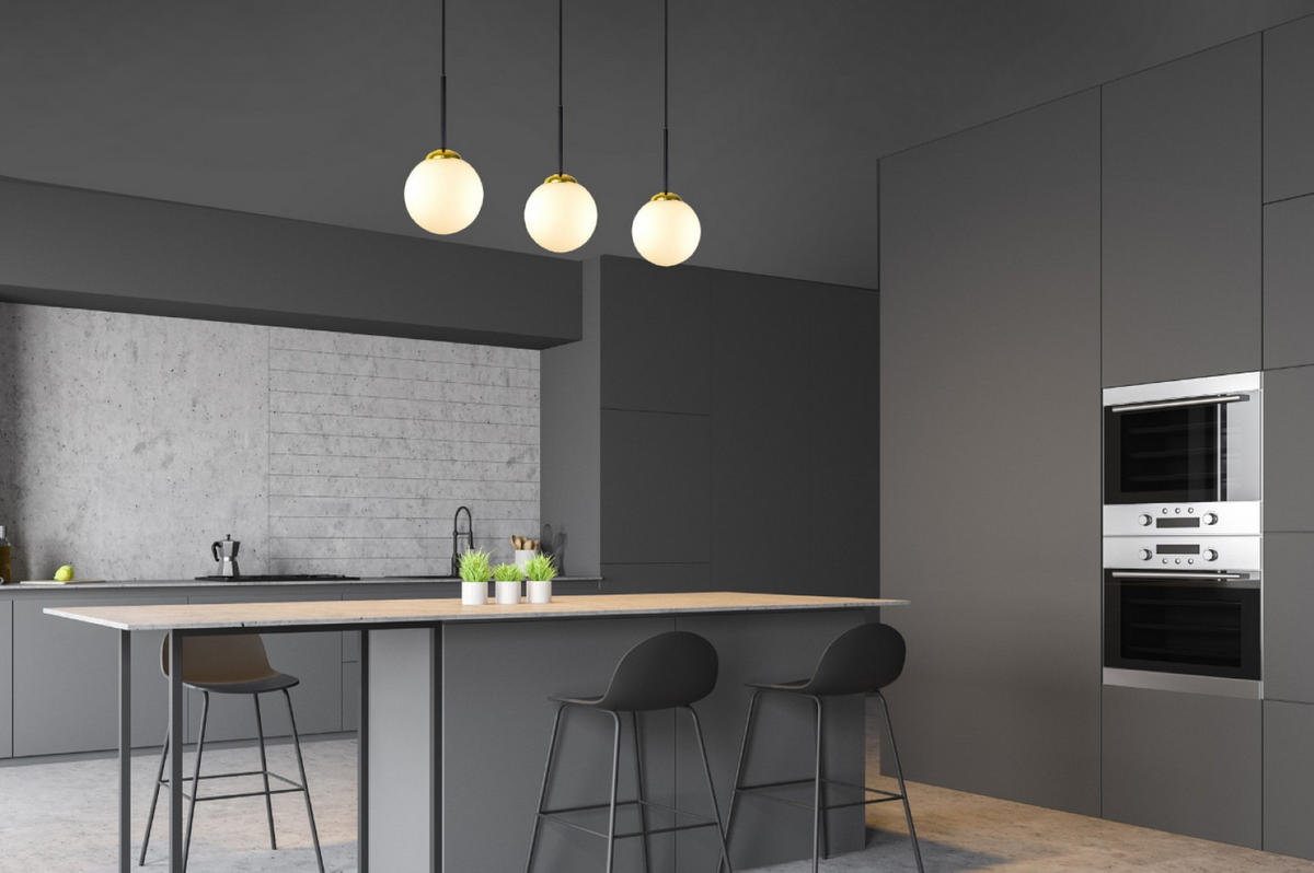 PENDELLEUCHTE Milano Glas - Goldfarben/Schwarz, Glas/Metall (14/55/80cm) - kiki design