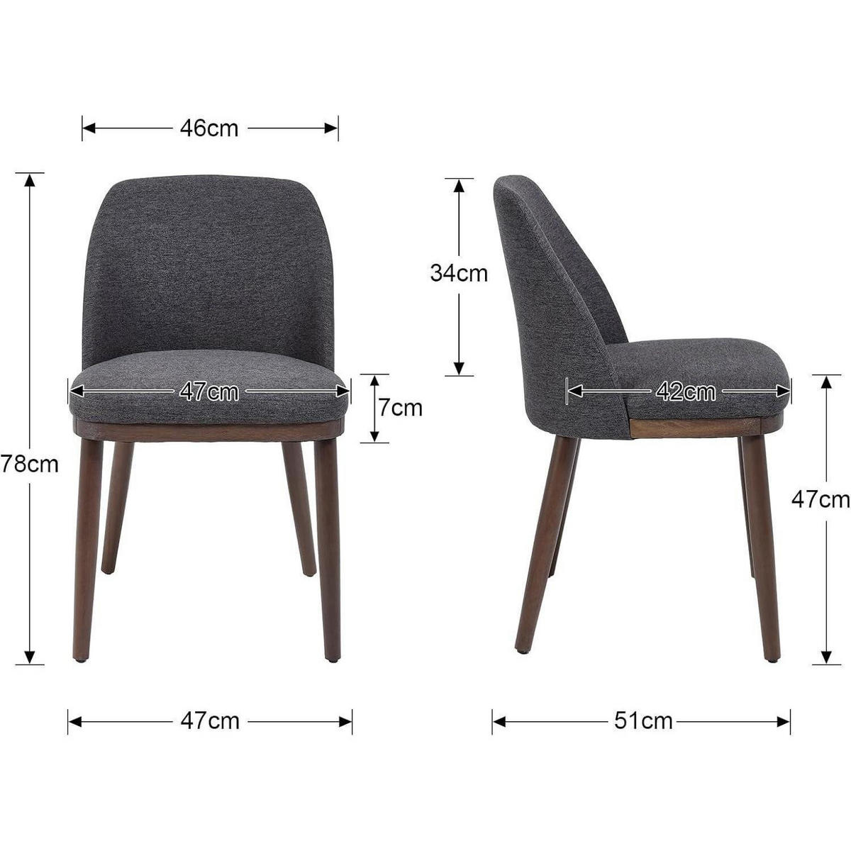 ESSZIMMERSTUHL 4er Set Leinen Holzbeine Grau - Grau, Textil (47/78/51cm)