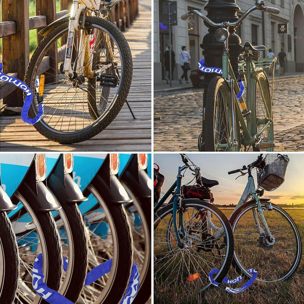 FAHRRADSCHLOSS Kettenschloss 100 cm Blau mit 2 Schlüsseln - Multicolor, Metall (5/3.5/50cm)