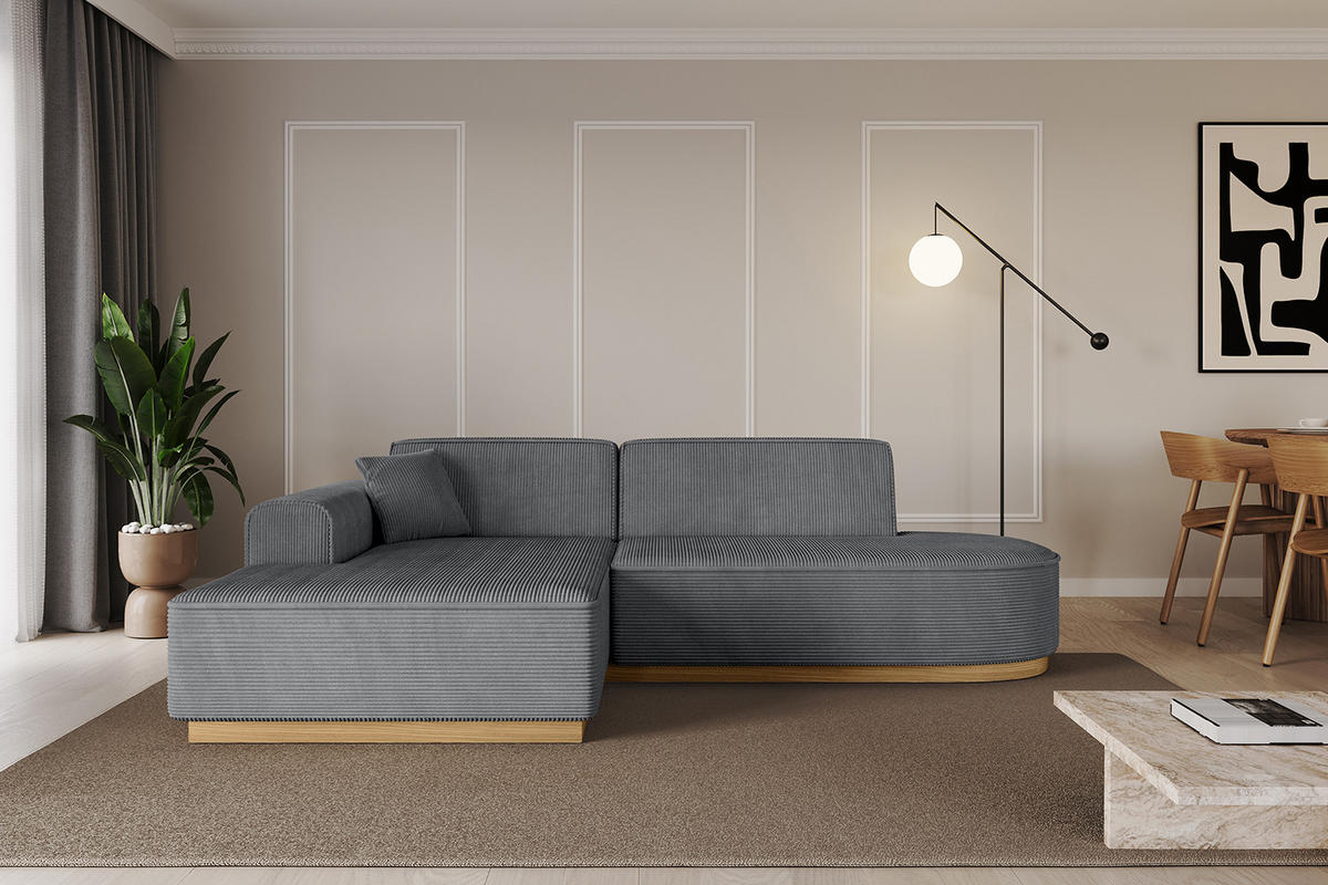 ECKSOFA Ottomane Links IREA-L1-v2 - 232x165x80 cm Duneklgrau - Dunkelgrau, Holzwerkstoff/Textil (232/165cm) - ALTDECOR