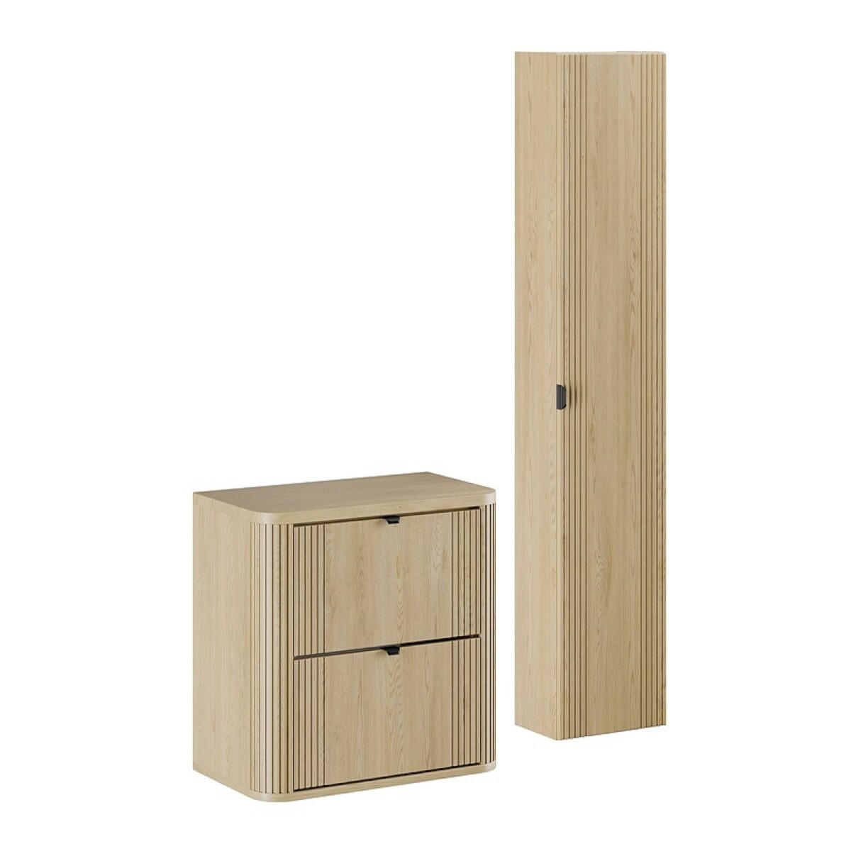 BADMÖBEL-SET 3 Teile 80 cm - Ovalia Cremona O BM405 in Cremona-Eiche - Eichefarben, Holz (80/140/46cm)