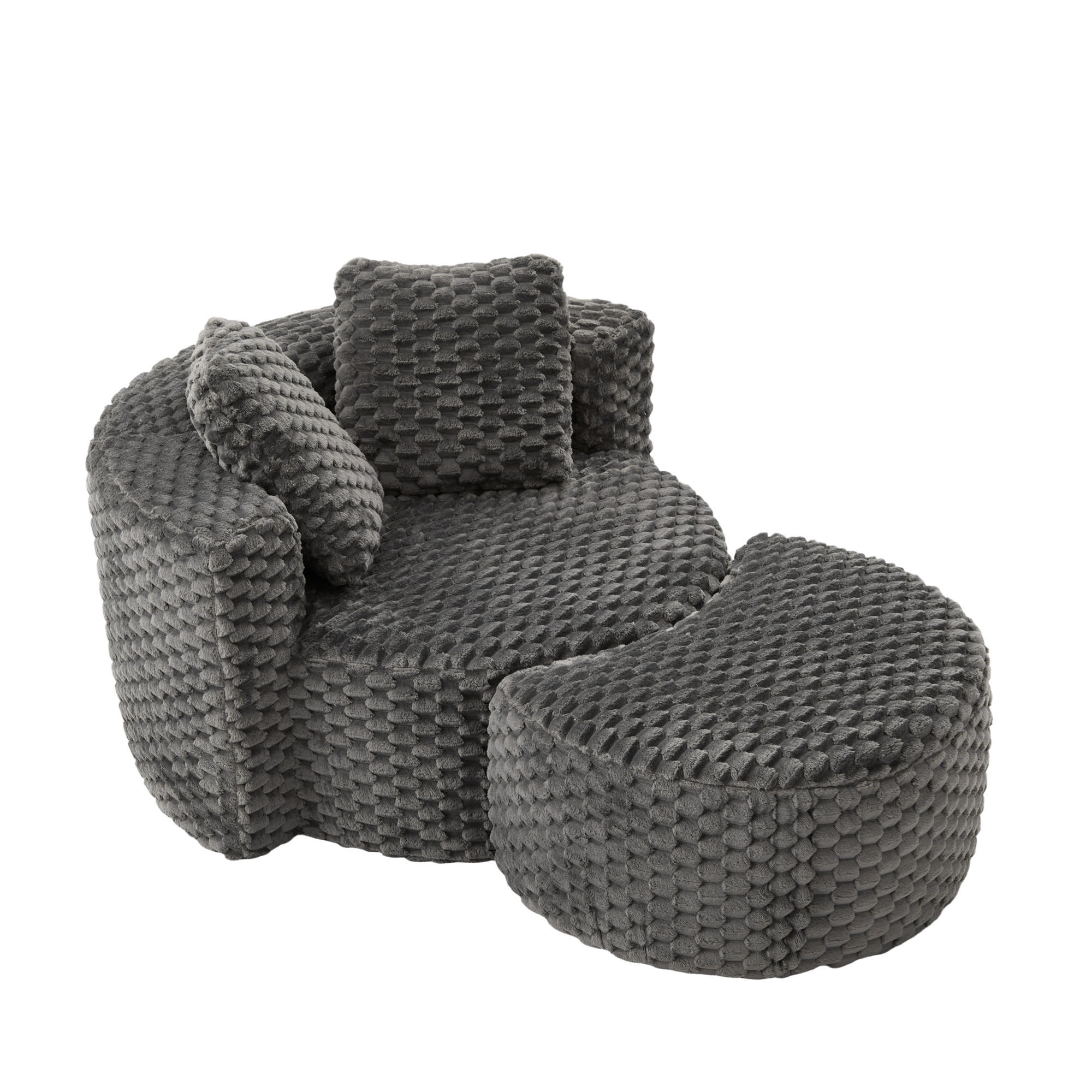 SESSEL DE-35078 mit Hocker Dunkelgrau - Dunkelgrau, Textil (116/65/129cm) - ComfortXL