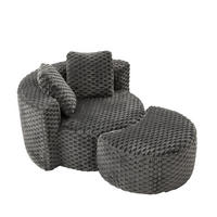 SESSEL DE-35078 mit Hocker Dunkelgrau - Dunkelgrau, Textil (116/65/129cm) - ComfortXL