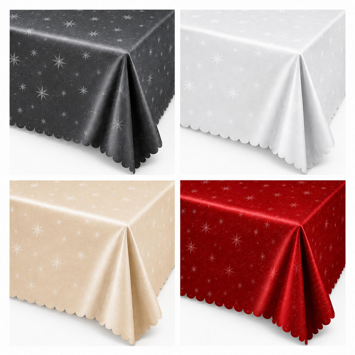 TISCHDECKE 130/160 eckig Lurex Sterne Rot - Rot, Textil (130/160cm) - TiborTex