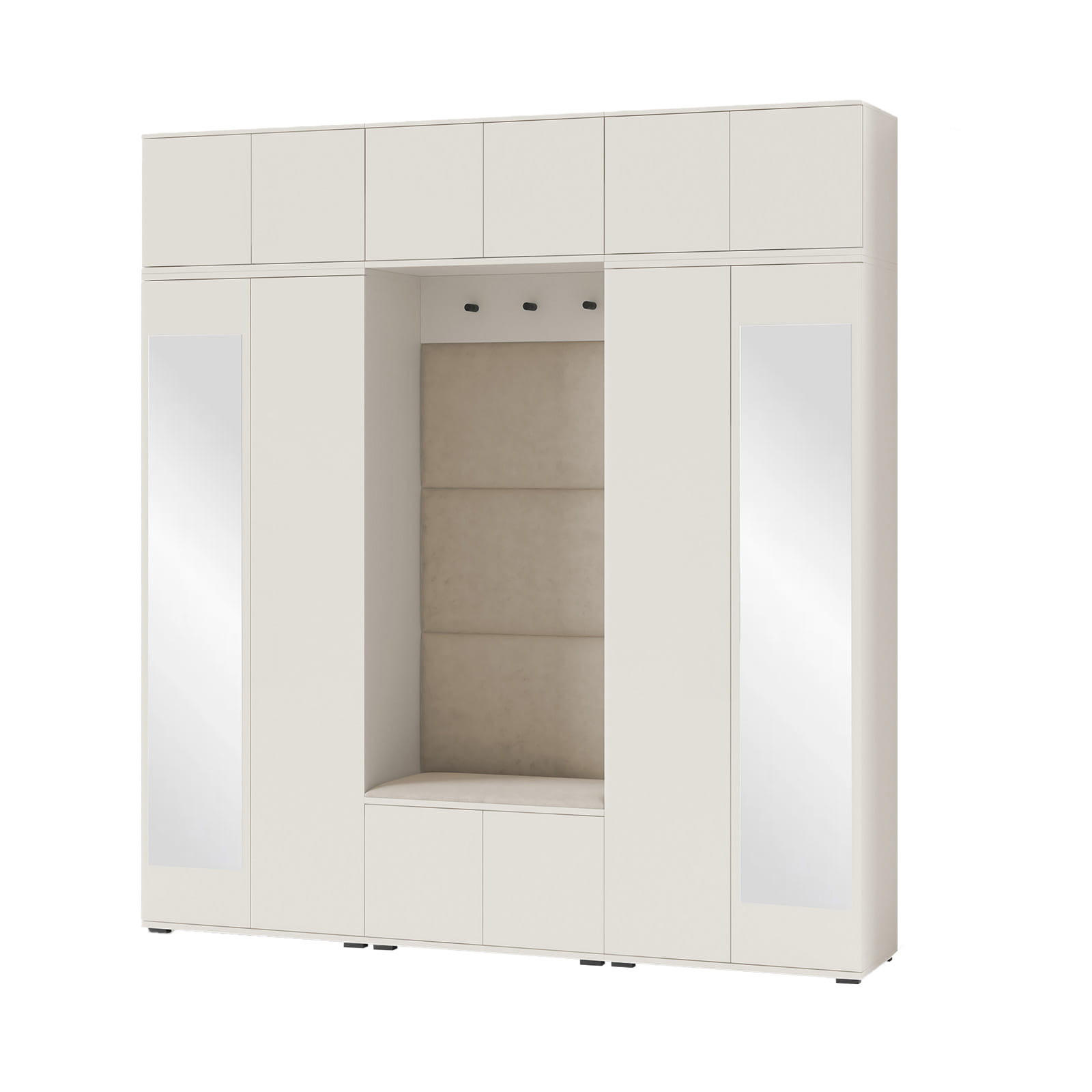 GARDEROBE Napoli 2 Kleiderschrank mit Polsterpaneelen Beige - Beige, Holzwerkstoff (210/229/40cm) - Jerpax