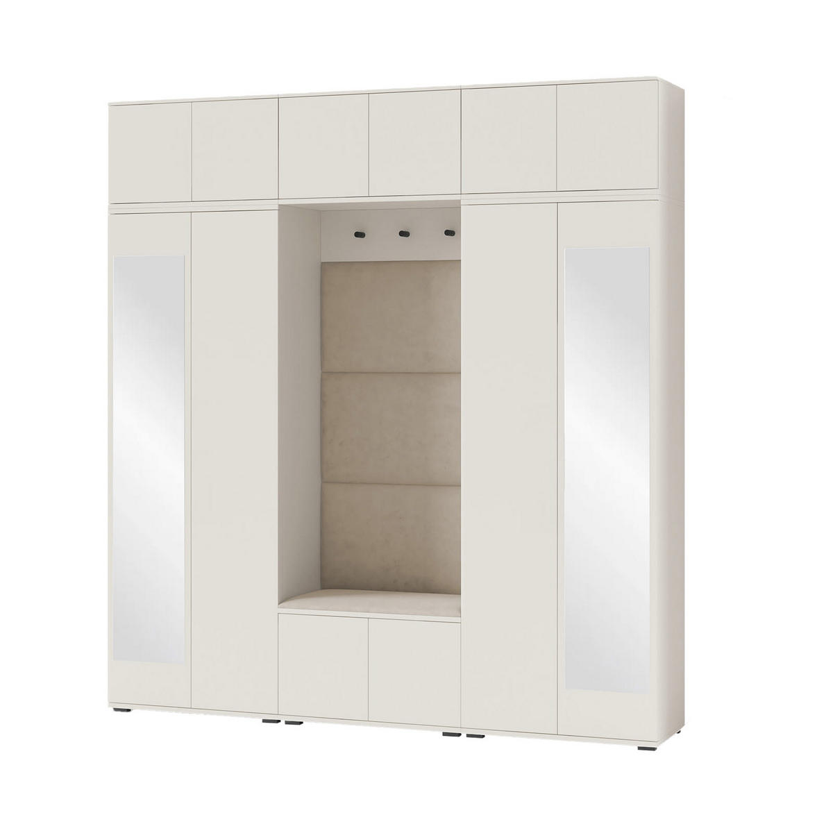 GARDEROBE Napoli 2 Kleiderschrank mit Polsterpaneelen Beige - Beige, Holzwerkstoff (210/229/40cm) - Jerpax