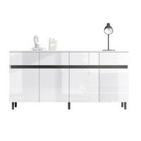 SIDEBOARD mit Hochglanz-Fronten, 4 Schubladen und 2 Türen, 160/40/68 cm, Weiß - Weiß, Holzwerkstoff (160/68/40cm) - Redom