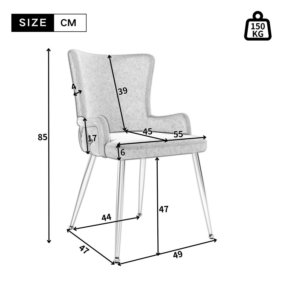 ESSZIMMERSTUHL 2er-Set Samt Beige mit Metallbeinen - Beige, Metall (47/85/49cm) - Meubliv