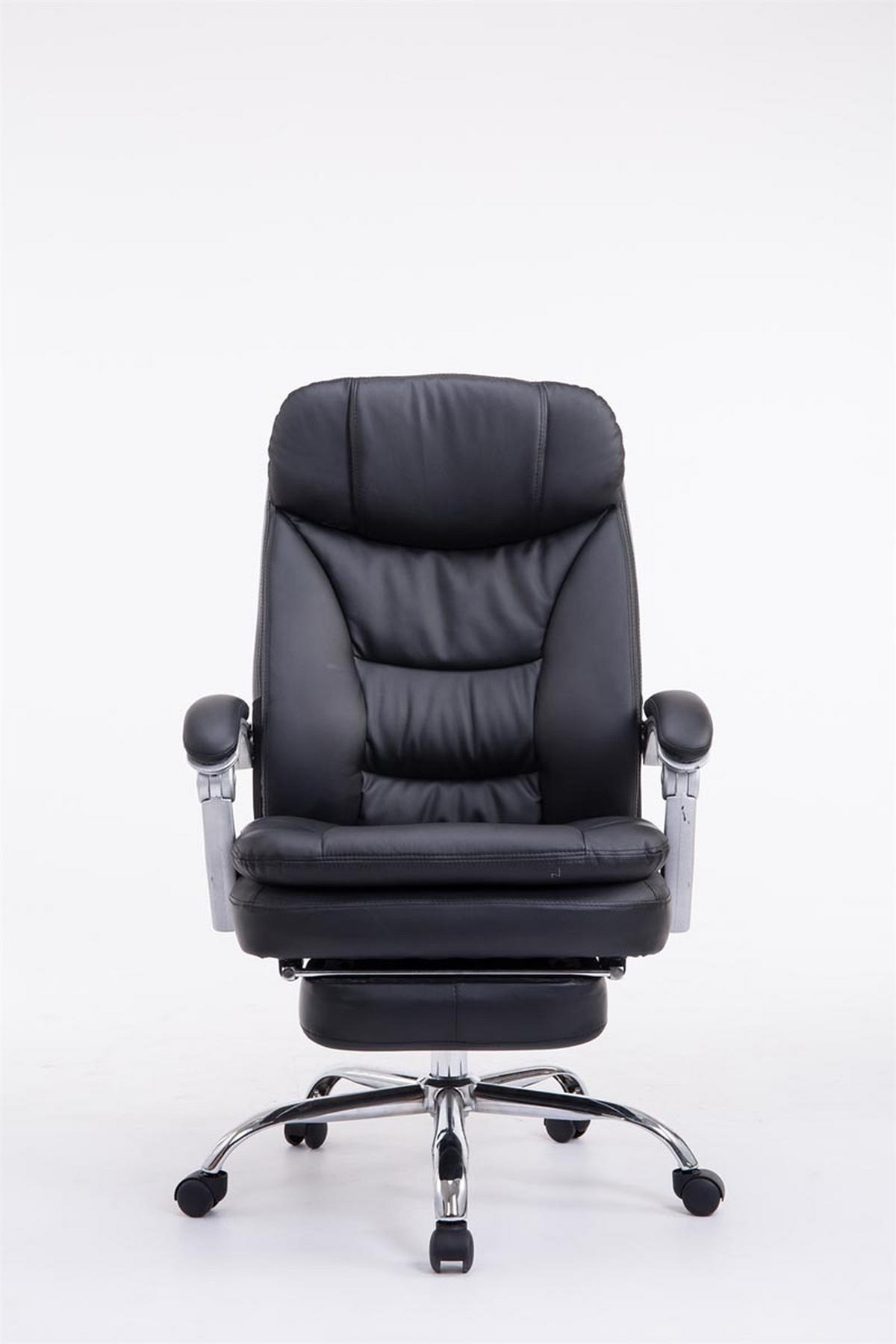 BÜROSTUHL XL Troja, Kunstleder Schwarz - Schwarz, Textil/Metall (67/122/67cm) - TPFLiving