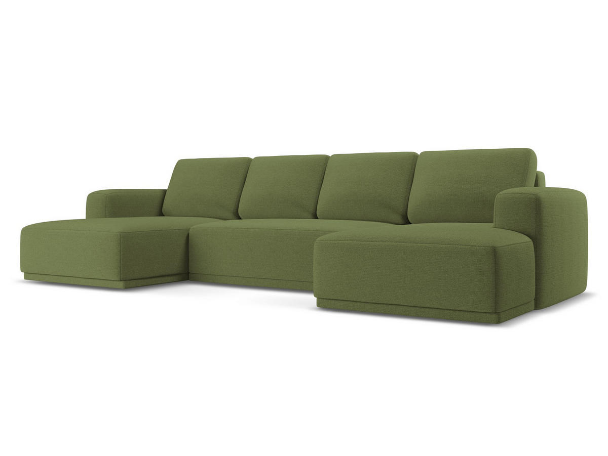 WOHNLANDSCHAFT Chenille Stoff Grün - Dunkelgrün/Schwarz, Kunststoff/Textil (333/91/160cm) - Makamii
