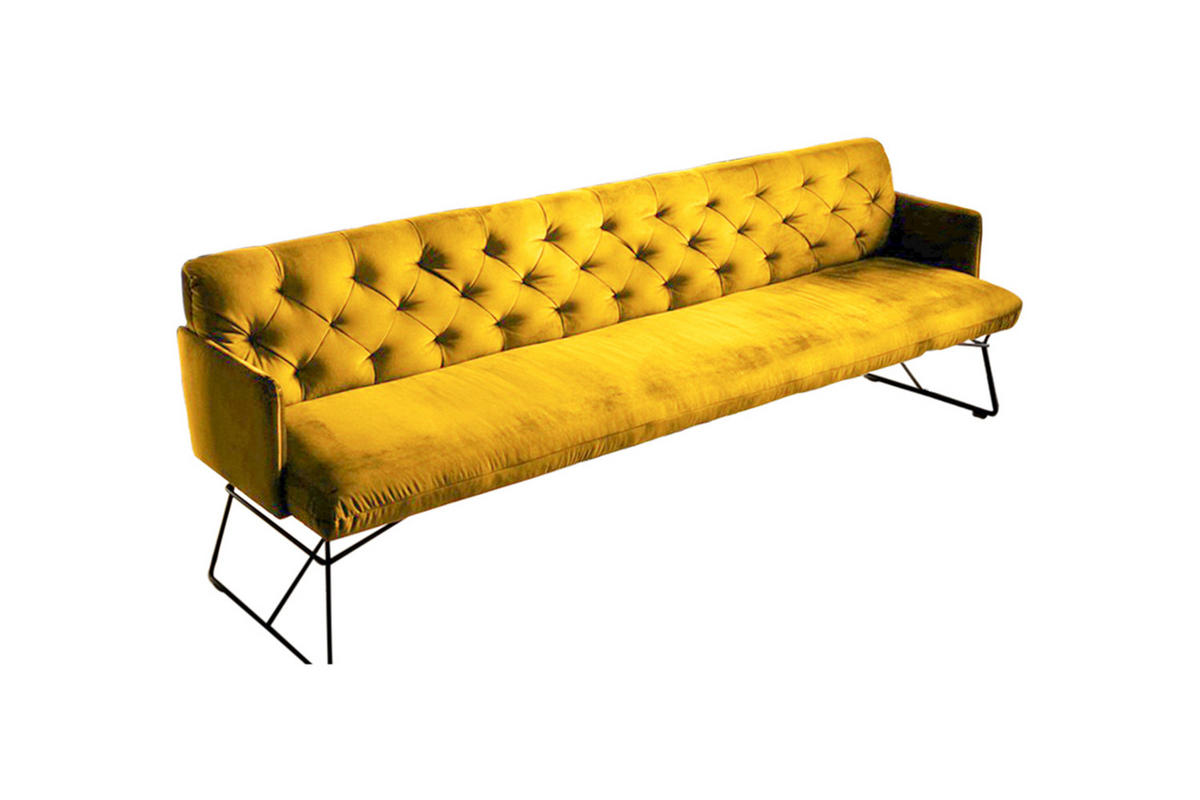 ESSZIMMERBANK CHARME Gelb Velvet - Gelb, Textil (206/85/68cm) - KAWOLA